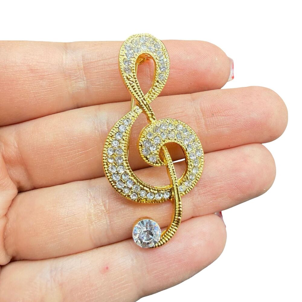 TREBLE CLEF Love Music Musical Note Gold Tone Pin Brooch Jewelry Musician Best F